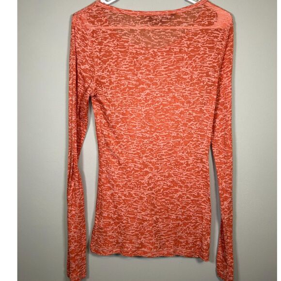 burnt orange semi sheer long sleeve - Picture 2 of 2